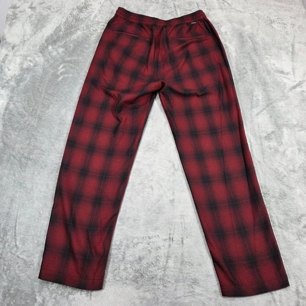 Stussy Pants Mens Small Red Black Shadow Bryan Plaid Wool Blend Skater Surf - Picture 9 of 12